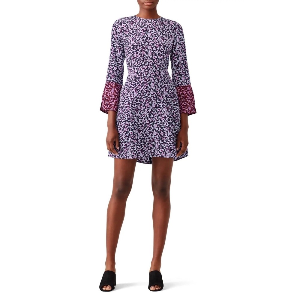 Derek Lam 10 Crosby Silk Paisley Floral Mini Dress Purple Pink Size 4 Whimsygoth